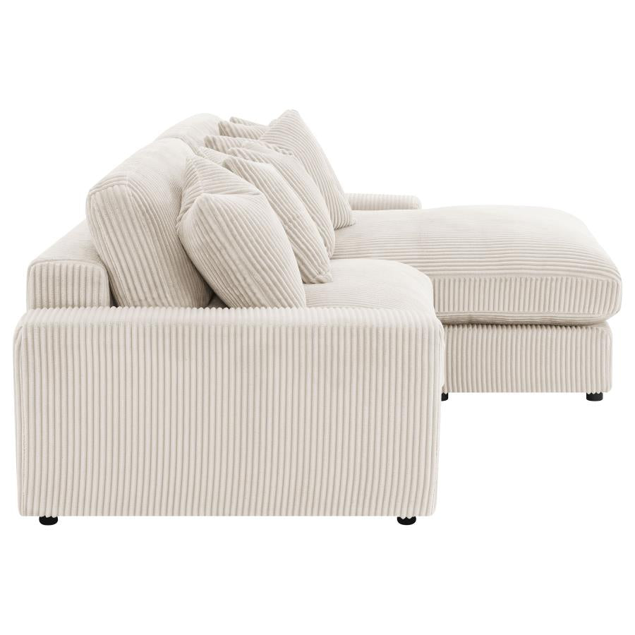 Blaine Sand 2-Piece Upholstered Reversible Chaise Sectional by Coaster at Eve Furniture