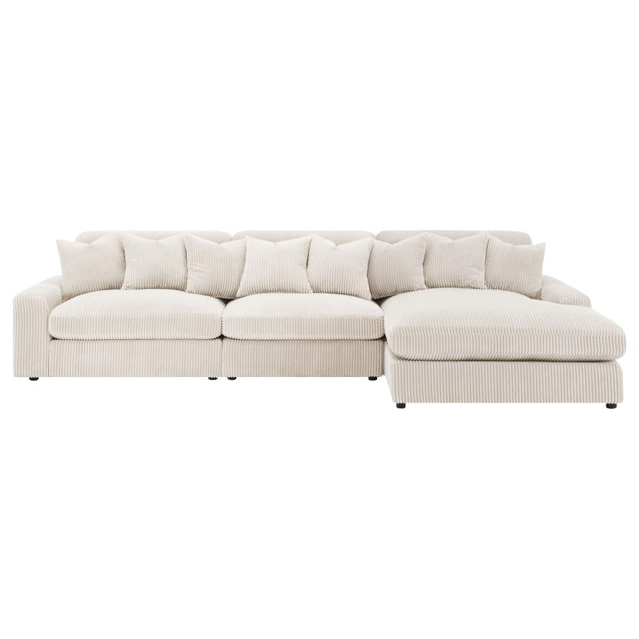 Blaine Sand 3-Piece Upholstered Reversible Chaise Sectional by Coaster at Eve Furniture