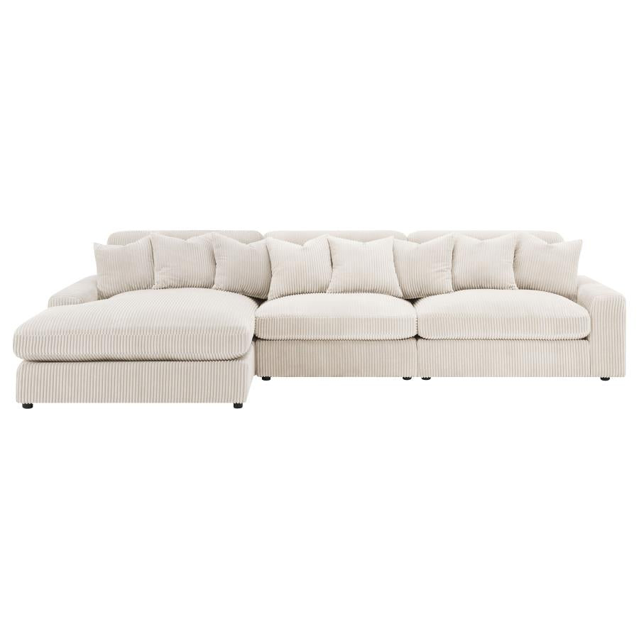 Blaine Sand 3-Piece Upholstered Reversible Chaise Sectional by Coaster at Eve Furniture