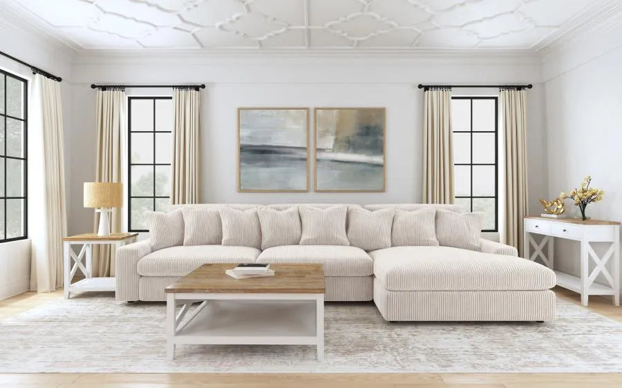 Blaine Sand 3-Piece Upholstered Reversible Chaise Sectional by Coaster at Eve Furniture