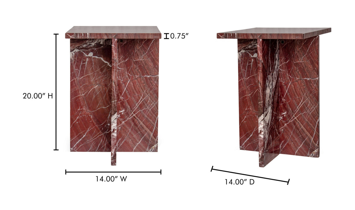 Blair Accent Table Rosso Levanto Marble by Moe's Home at Eve Furniture