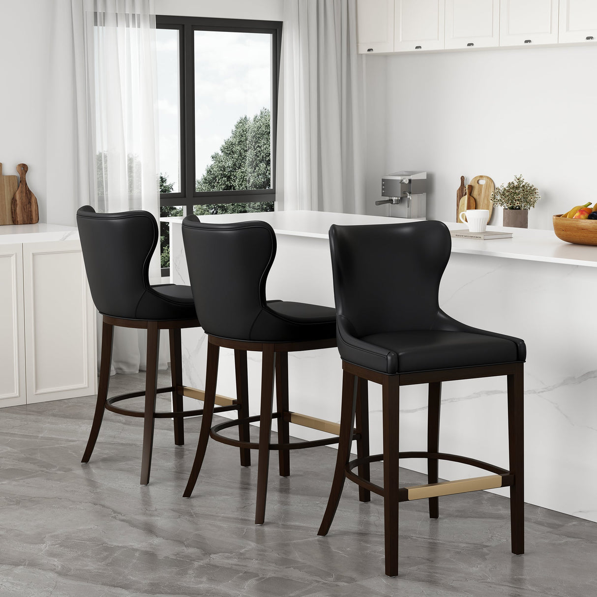 Blair Barstool in Black (set of 3) by Manhattan Comfort at Eve Furniture