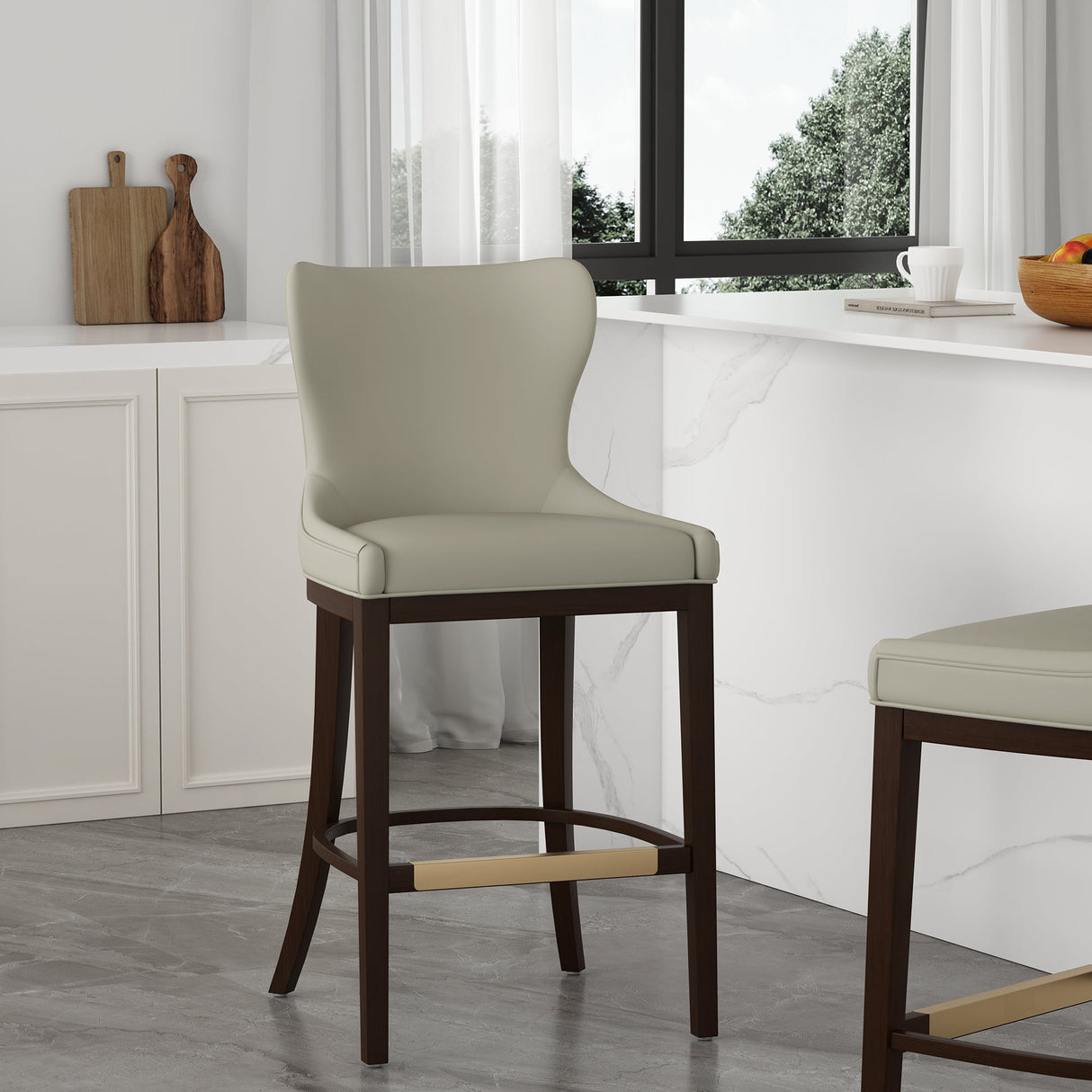 Blair Barstool in Stone by Manhattan Comfort at Eve Furniture