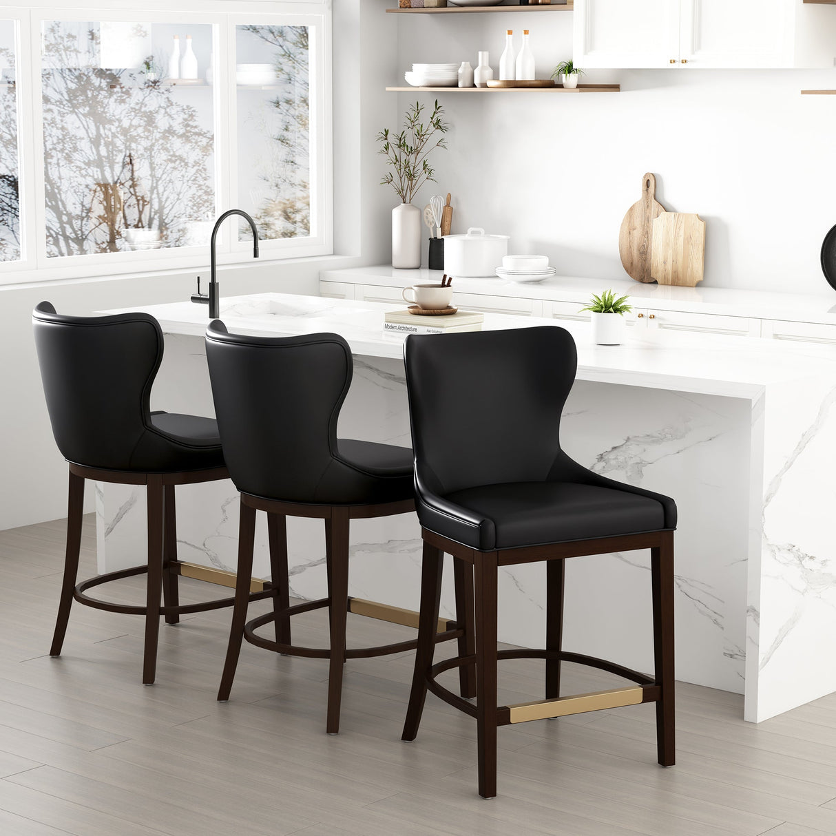 Blair Counter Stool in Black by Manhattan Comfort at Eve Furniture