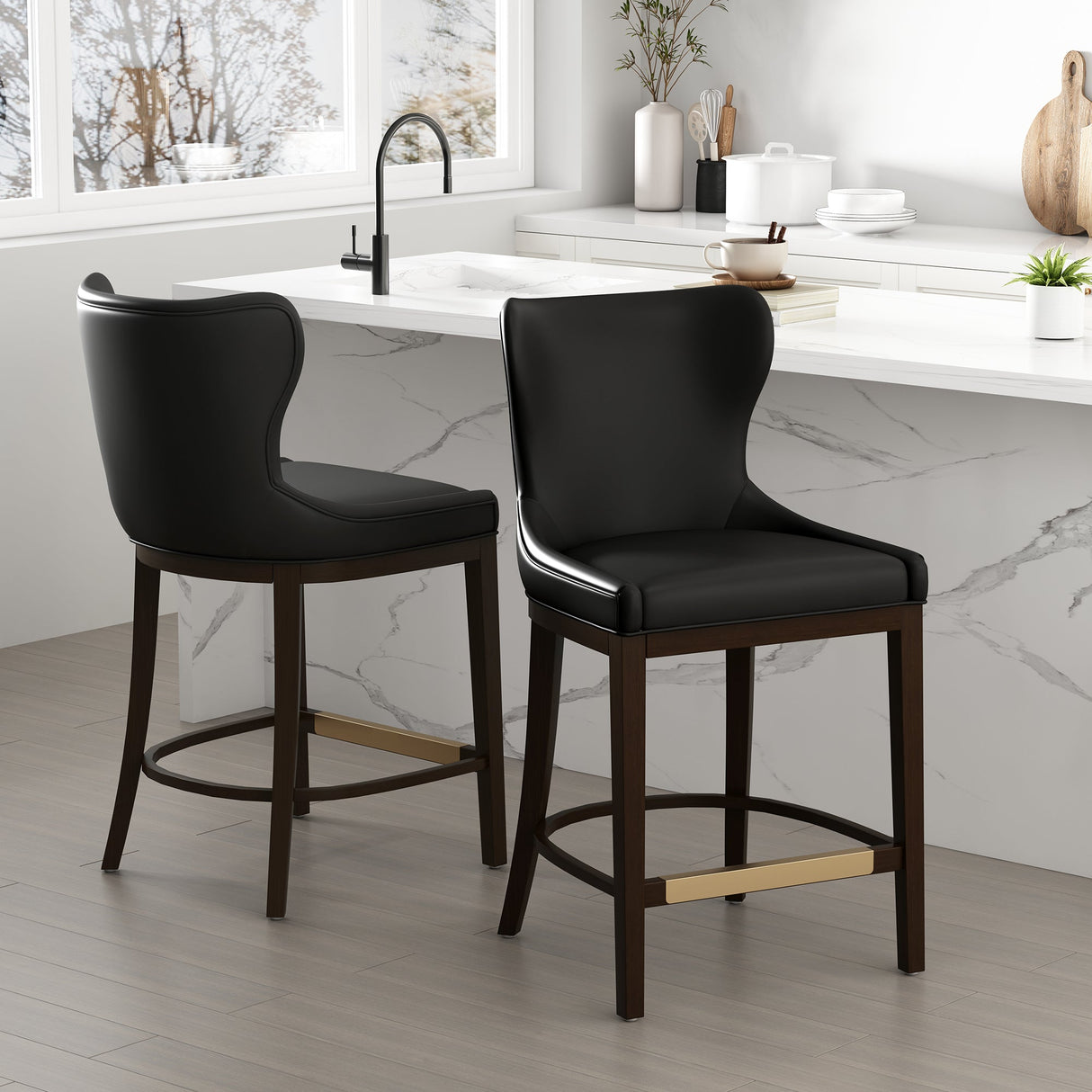 Blair Counter Stool in Black (set of 2) by Manhattan Comfort at Eve Furniture
