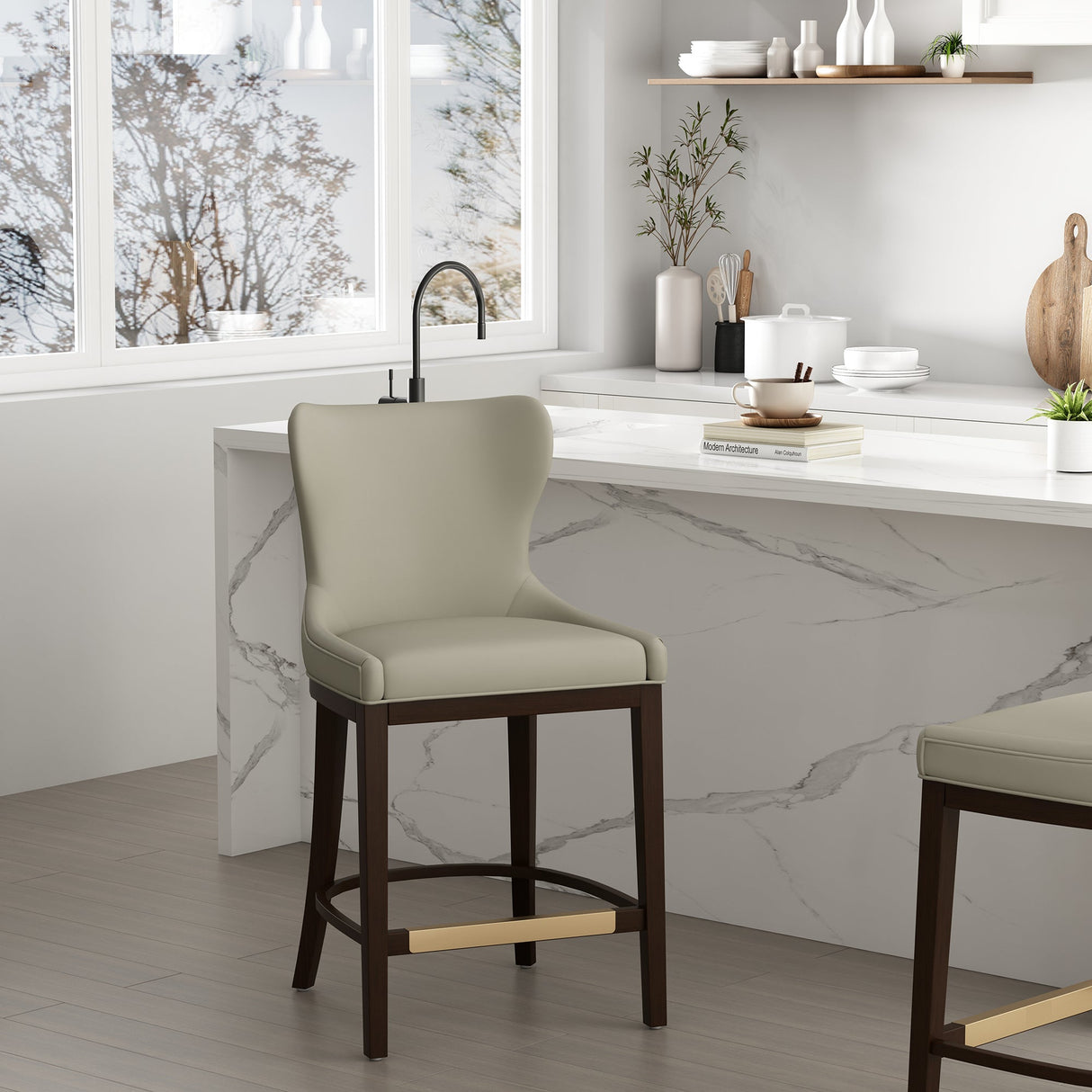 Blair Counter Stool in Stone by Manhattan Comfort at Eve Furniture