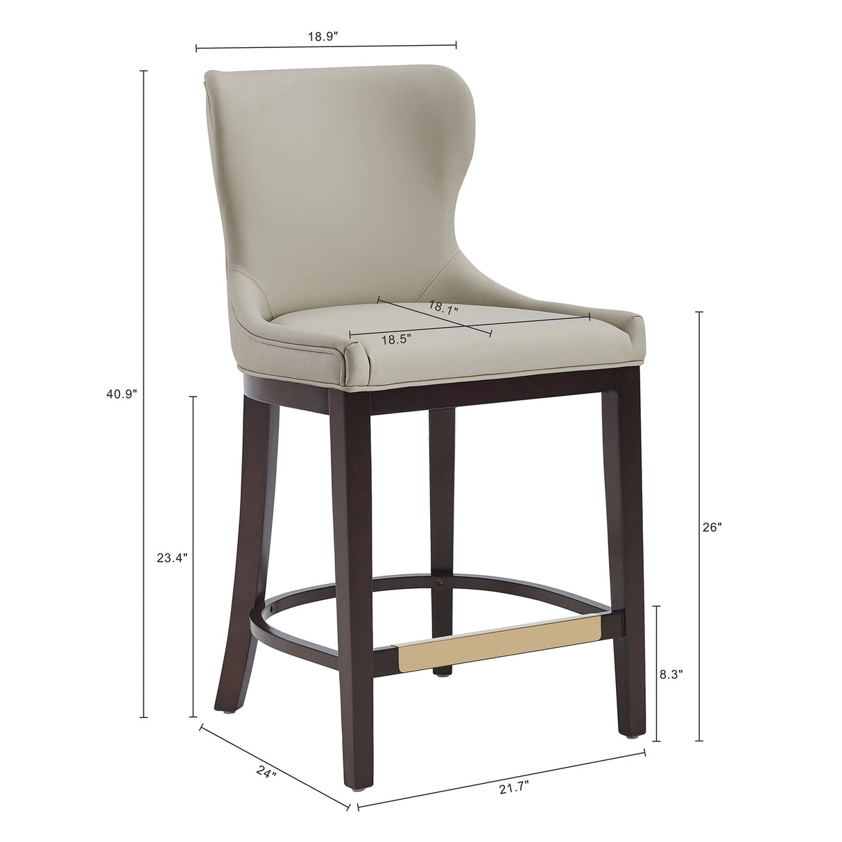Blair Counter Stool in Stone by Manhattan Comfort at Eve Furniture
