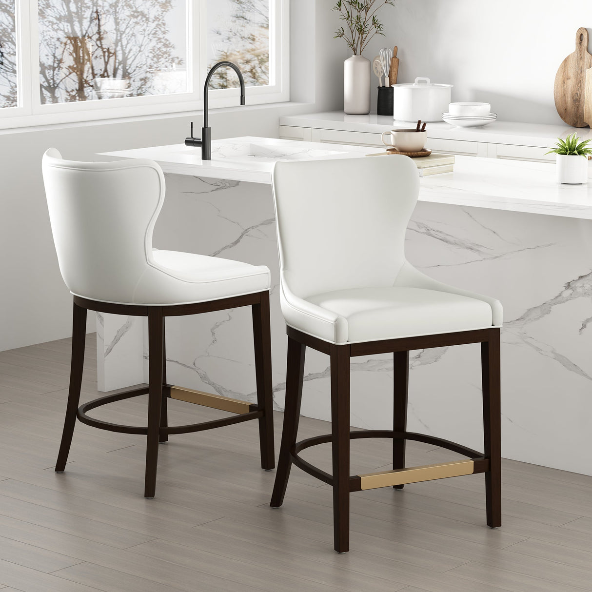 Blair Counter Stool in White (set of 2) by Manhattan Comfort at Eve Furniture
