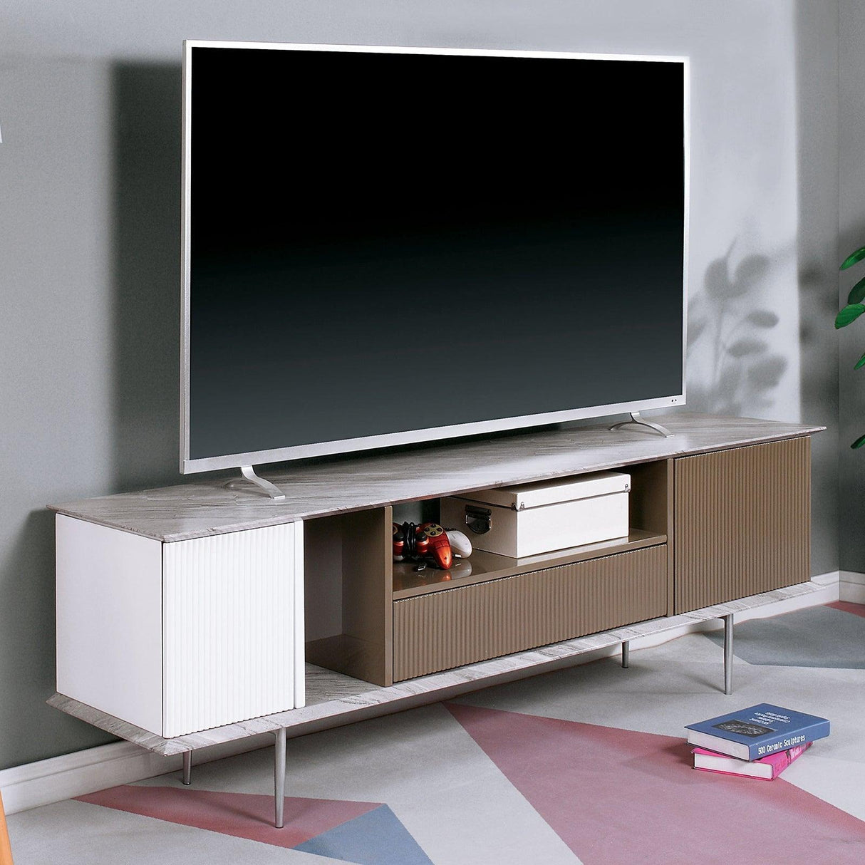 Blair Champagne/White/Gray TV Stand by Furniture of America at Eve Furniture