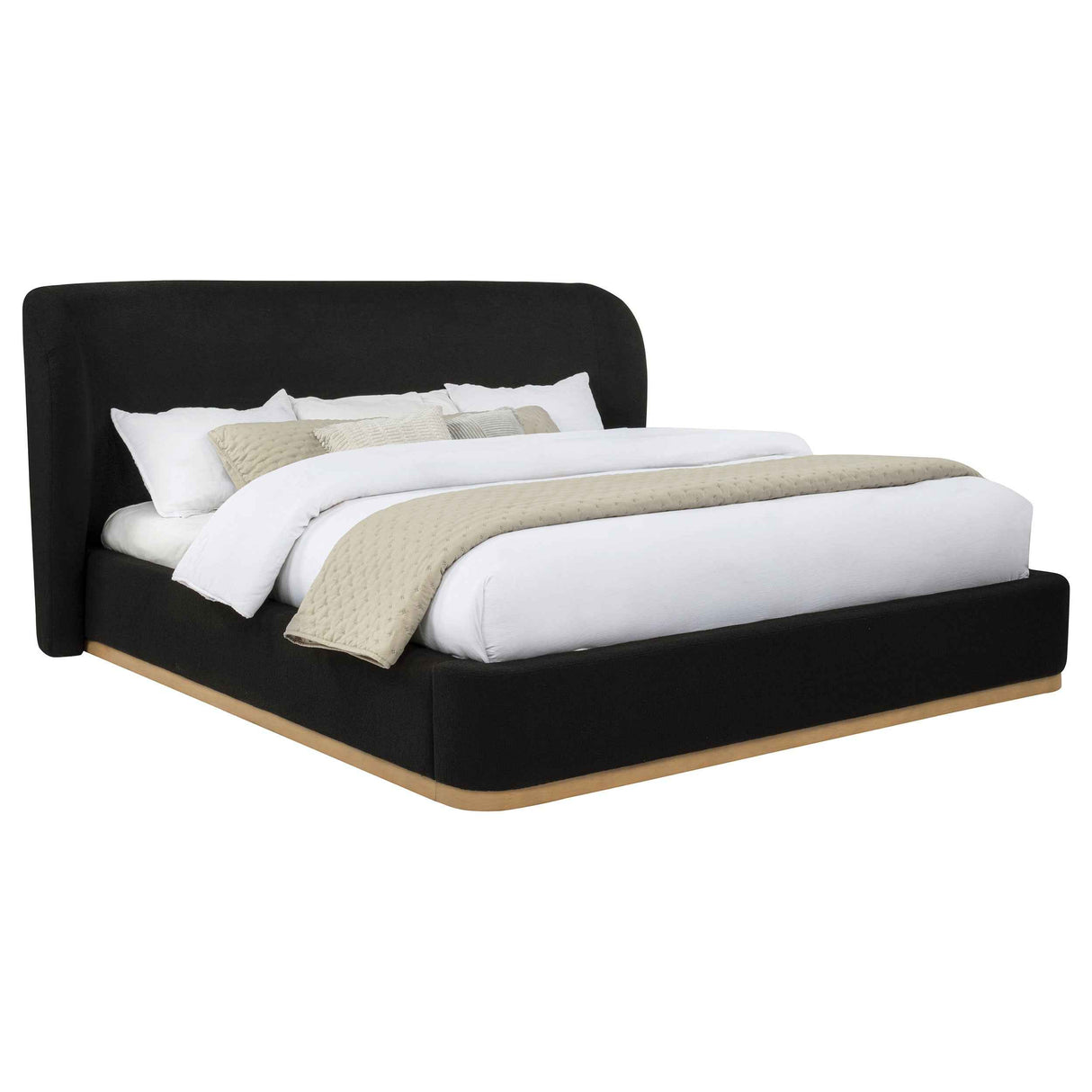 Blaire Black Upholstered Eastern King Wingback Platform Bed by Coaster at Eve Furniture