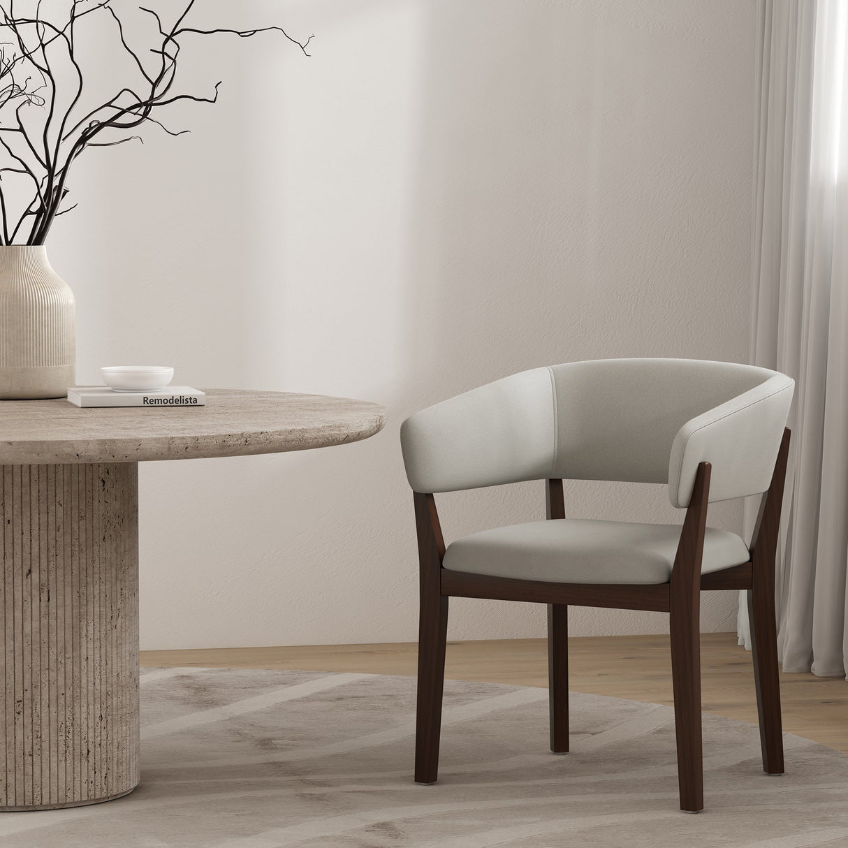 Blake Dining Armchair in Greige by Manhattan Comfort at Eve Furniture