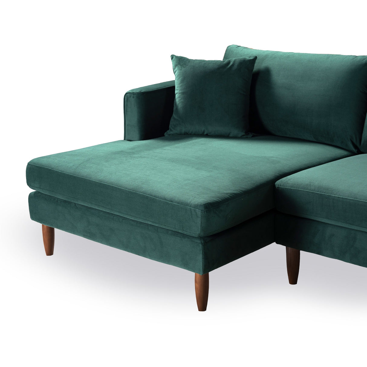 Blake L-Shaped Dark Green Velvet Sectional Sofa Left Facing by Ashcroft Furniture at Eve Furniture