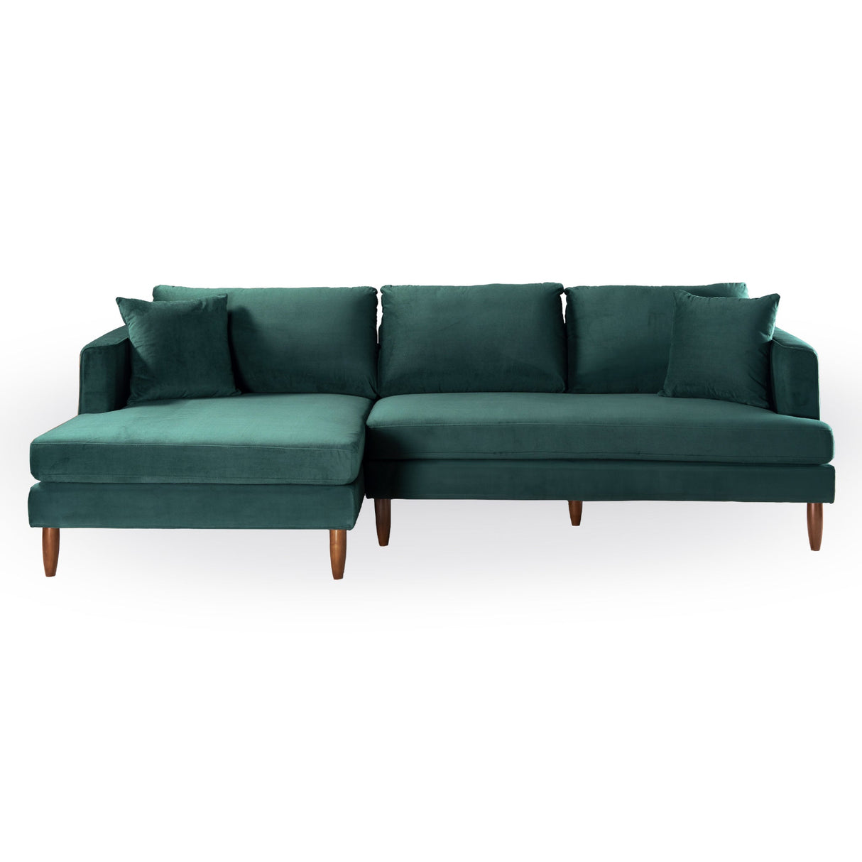 Blake L-Shaped Dark Green Velvet Sectional Sofa Left Facing by Ashcroft Furniture at Eve Furniture