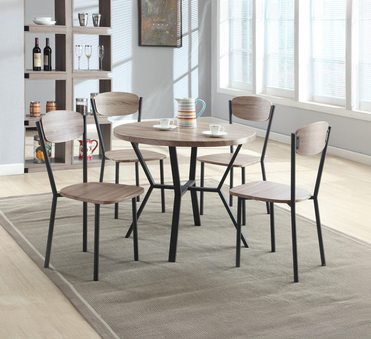 Blake Greywash 5-Piece Round Dining Set by Crown Mark at Eve Furniture