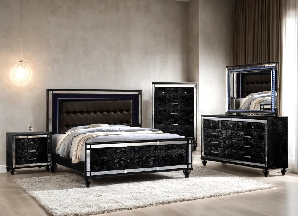 Blanca Black 4-piece King Bedroom Set by Happy Homes at Eve Furniture