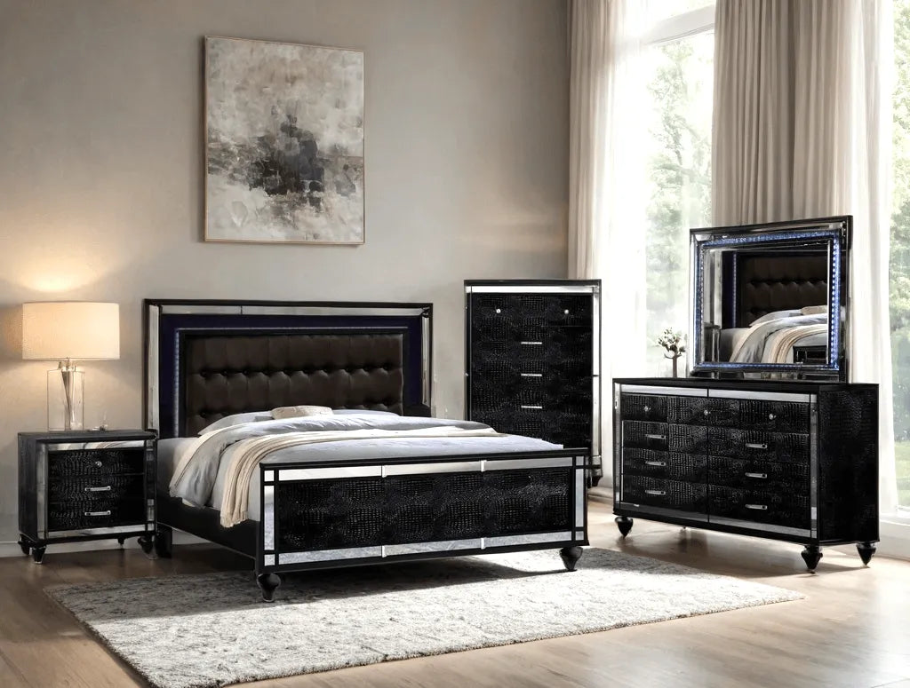 Blanca Black 4-piece King Bedroom Set by Happy Homes at Eve Furniture