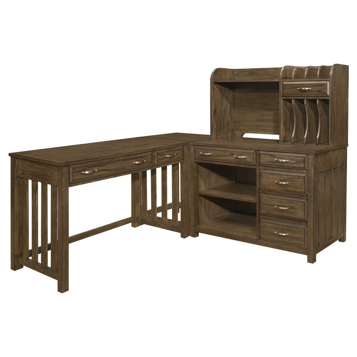 Blanche Brown Gray 3-Piece Corner Desk