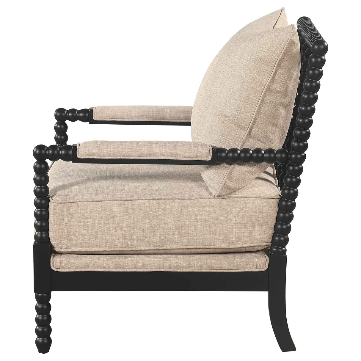 Blanchett Beige/Black Upholstered Bobbin Accent Chair by Coaster at Eve Furniture