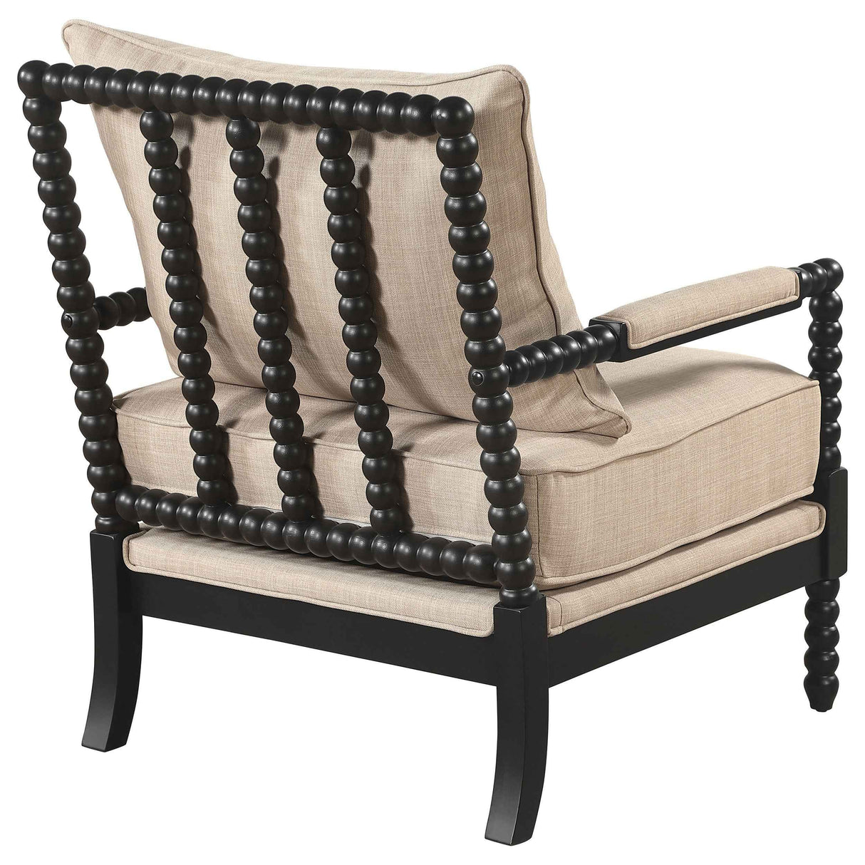 Blanchett Beige/Black Upholstered Bobbin Accent Chair by Coaster at Eve Furniture
