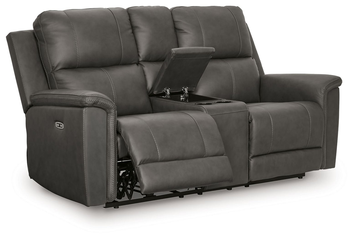 Bleckley Anchor Power Reclining Loveseat With Console / Adjustable Headrest by Ashley at Eve Furniture