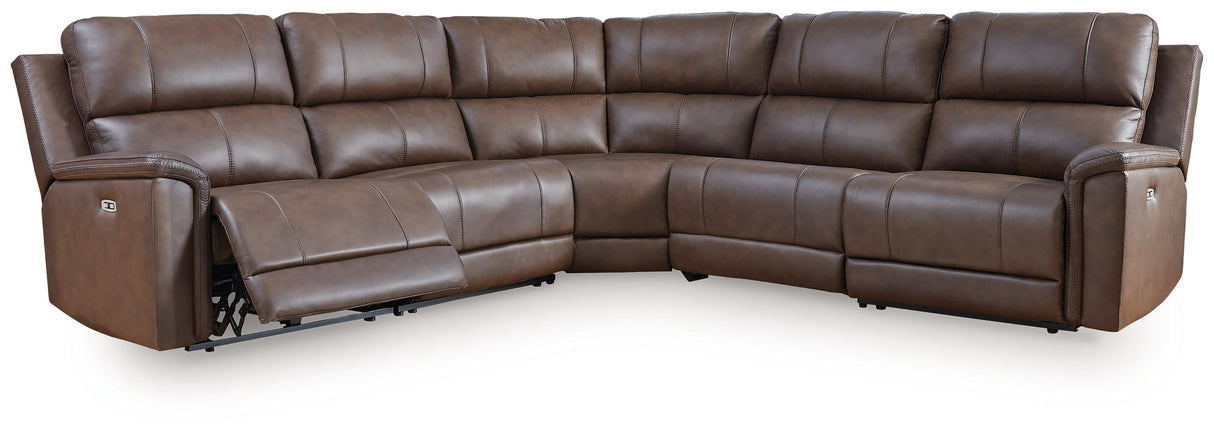 Bleckley Espresso 5-Piece Power Reclining Sectional by Ashley at Eve Furniture