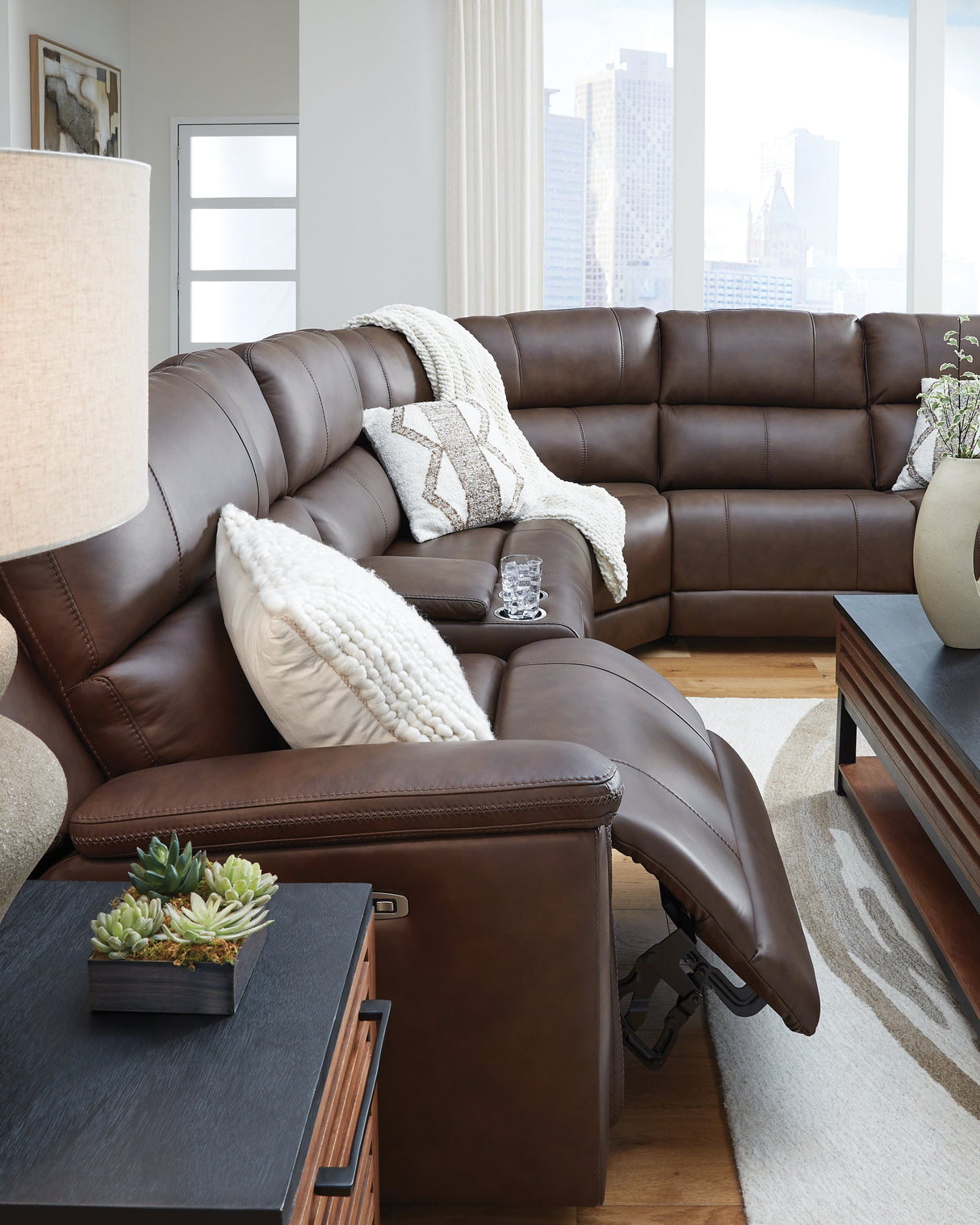 Bleckley Espresso 6-Piece Power Reclining Sectional by Ashley at Eve Furniture
