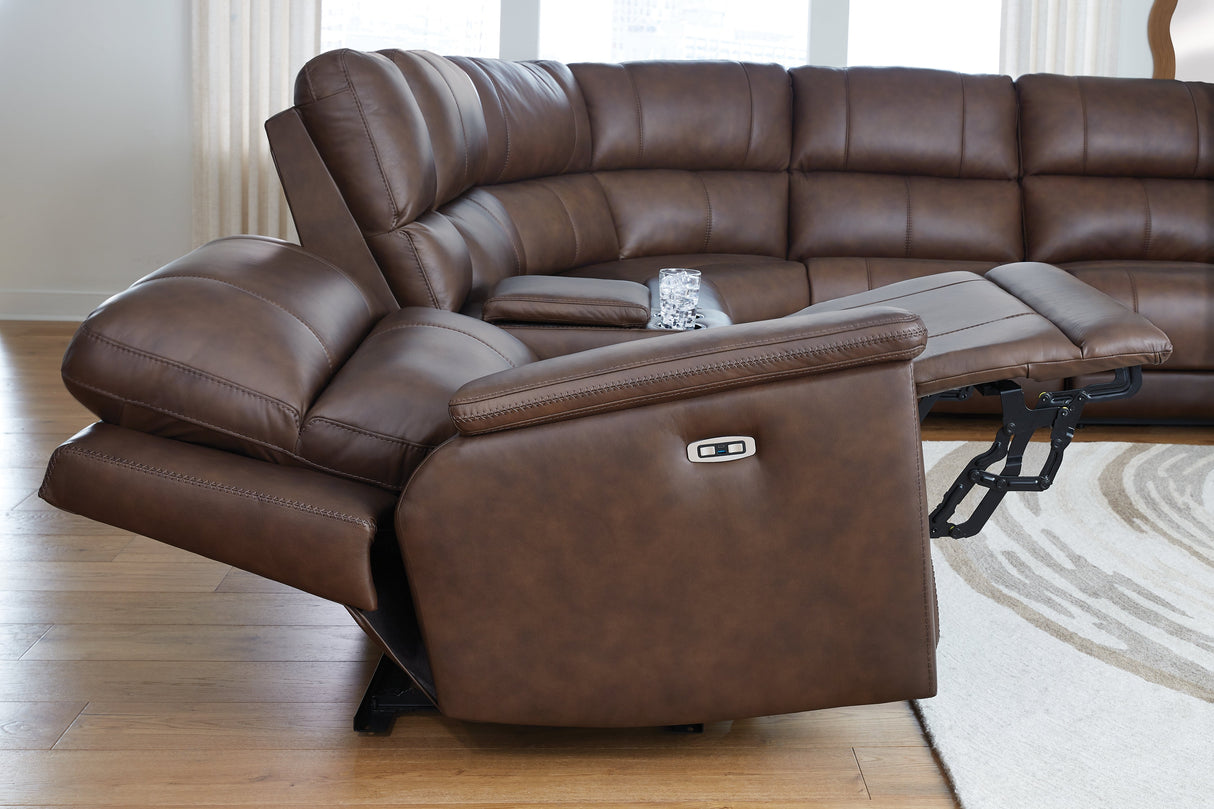 Bleckley Espresso 6-Piece Power Reclining Sectional by Ashley at Eve Furniture