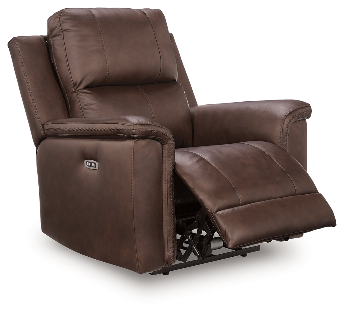 Bleckley Espresso Power Recliner with ADJ Headrest by Ashley at Eve Furniture