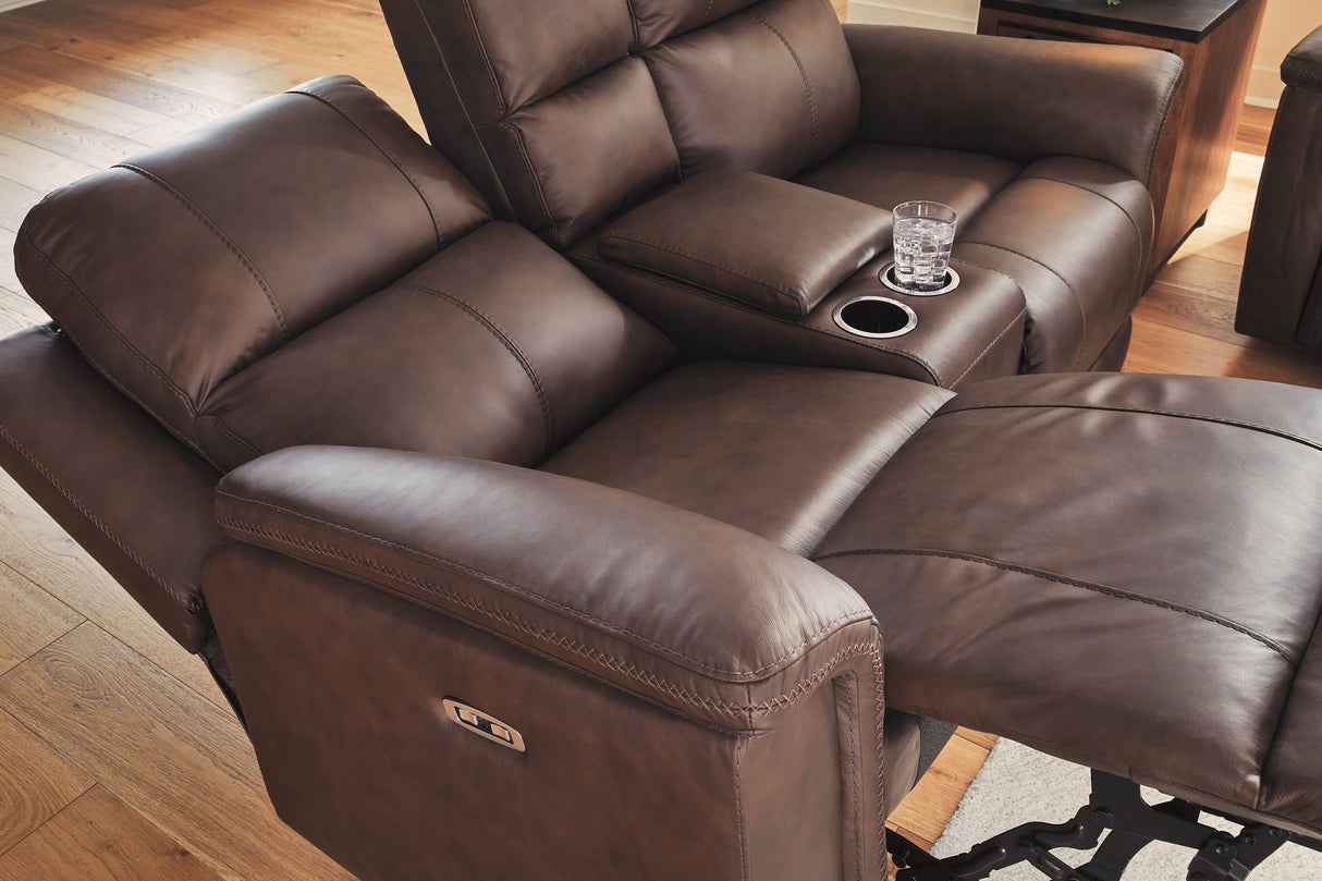 Bleckley Espresso Power Reclining Sofa and Loveseat by Ashley at Eve Furniture
