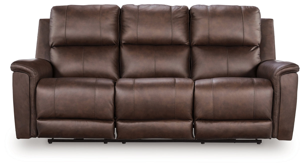 Bleckley Espresso Power Reclining Sofa with ADJ Headrest by Ashley at Eve Furniture