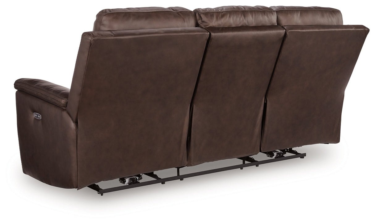 Bleckley Espresso Power Reclining Sofa with ADJ Headrest by Ashley at Eve Furniture