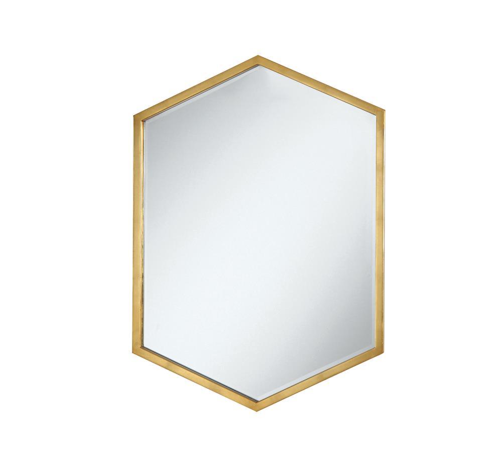 Bledel Gold Hexagon Shaped Wall Mirror by Coaster at Eve Furniture