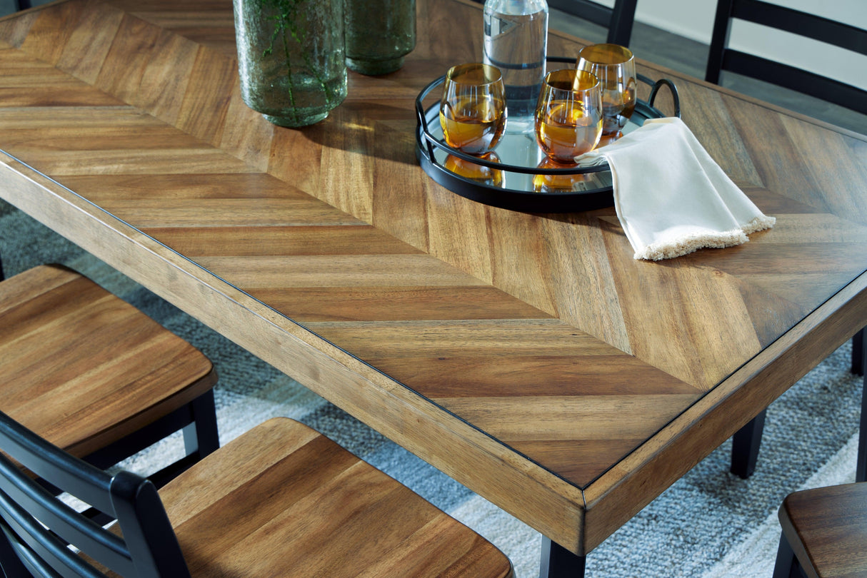 Blondon Brown/Black Dining Table and 6 Chairs by Ashley at Eve Furniture