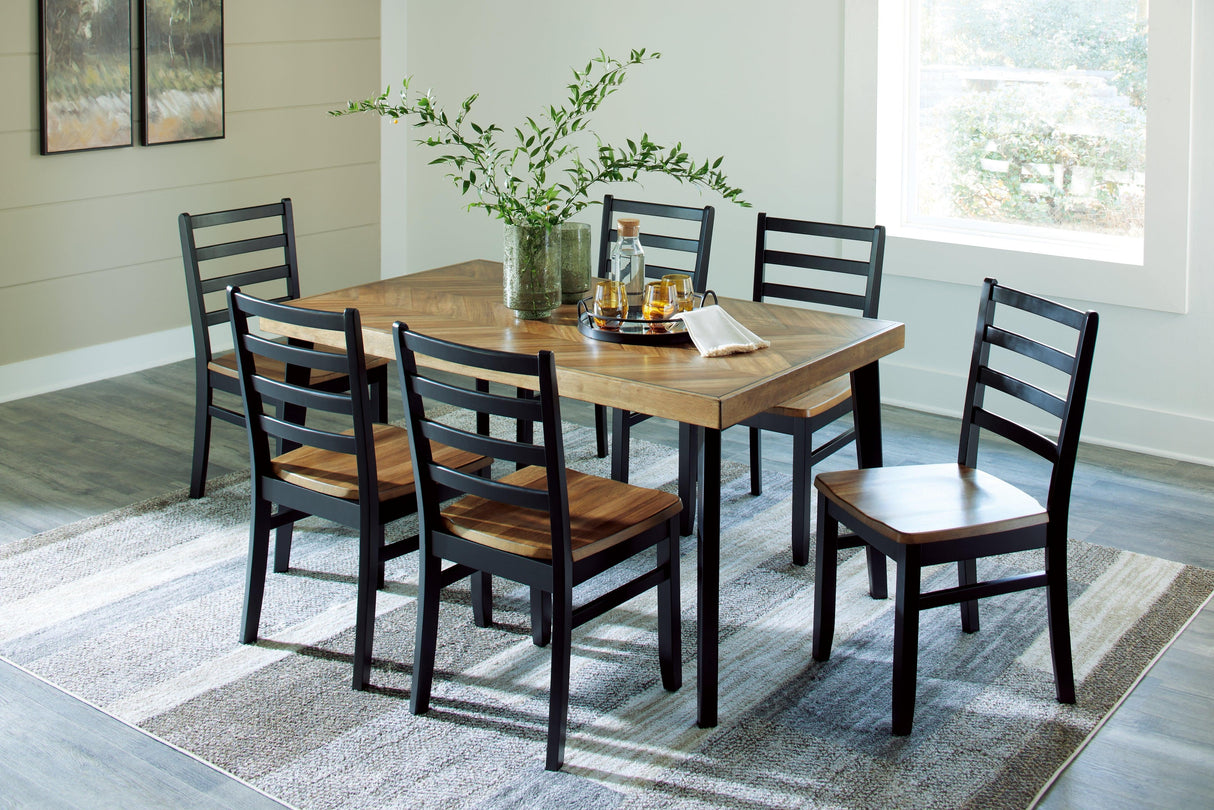 Blondon Brown/Black Dining Table and 6 Chairs by Ashley at Eve Furniture