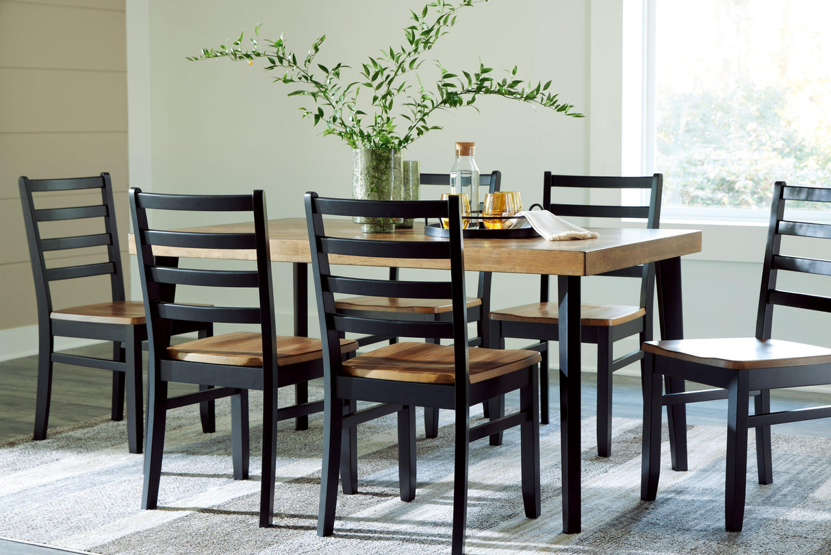 Blondon Brown/Black Dining Table and 6 Chairs by Ashley at Eve Furniture