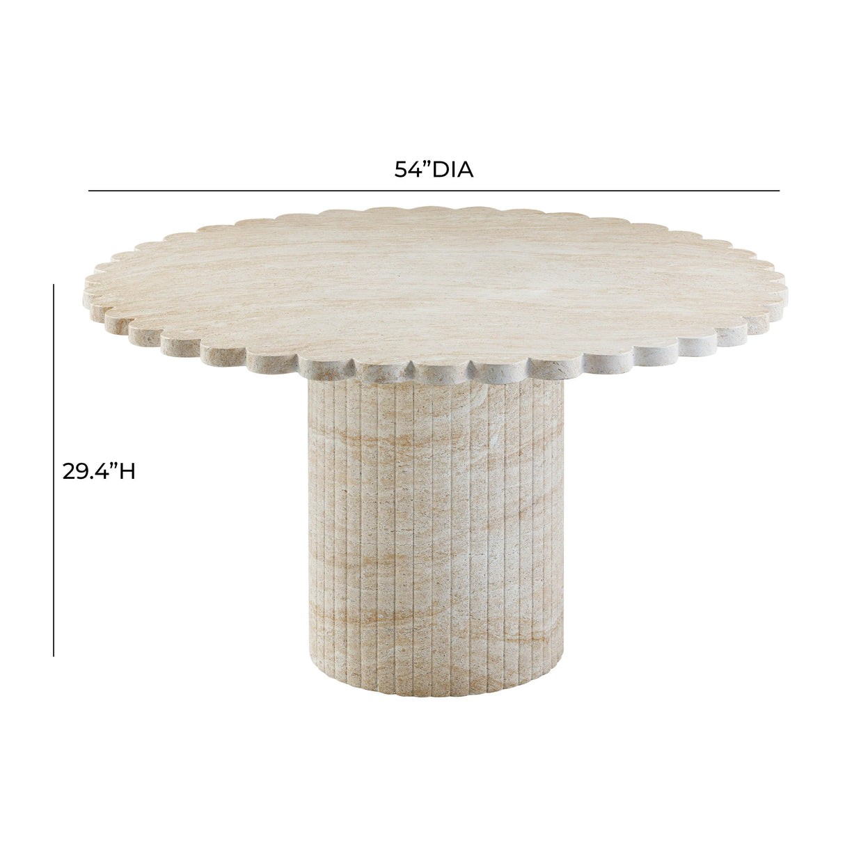 Blossom Washed Travertine Finish Indoor / Outdoor 54" Round Dining Table by TOV Furniture at Eve Furniture