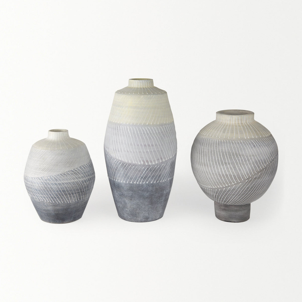 Blume 10H Off-White w/ Gray Textured Vase by Mercana at Eve Furniture