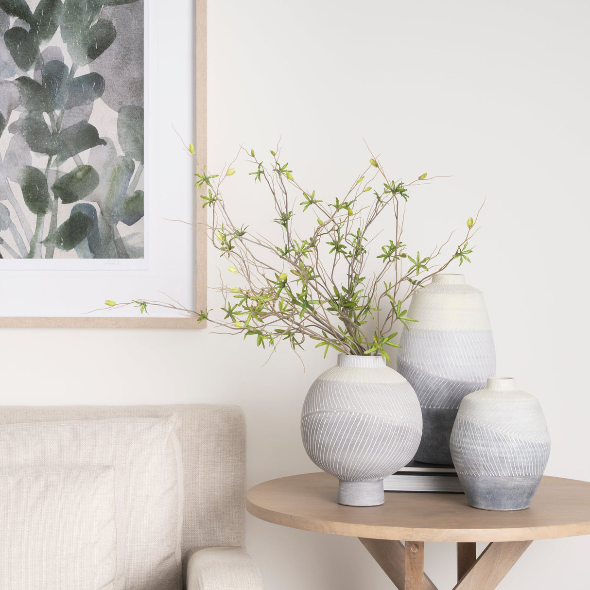 Blume 16.5H Off-White w/ Gray Textured Vase by Mercana at Eve Furniture