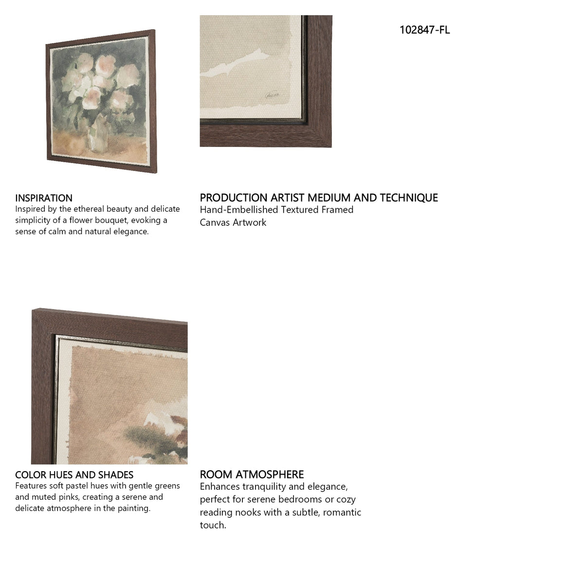 Blush by Mercana Studio Hand-Embellished Textured Framed Canvas Artwork by Mercana at Eve Furniture