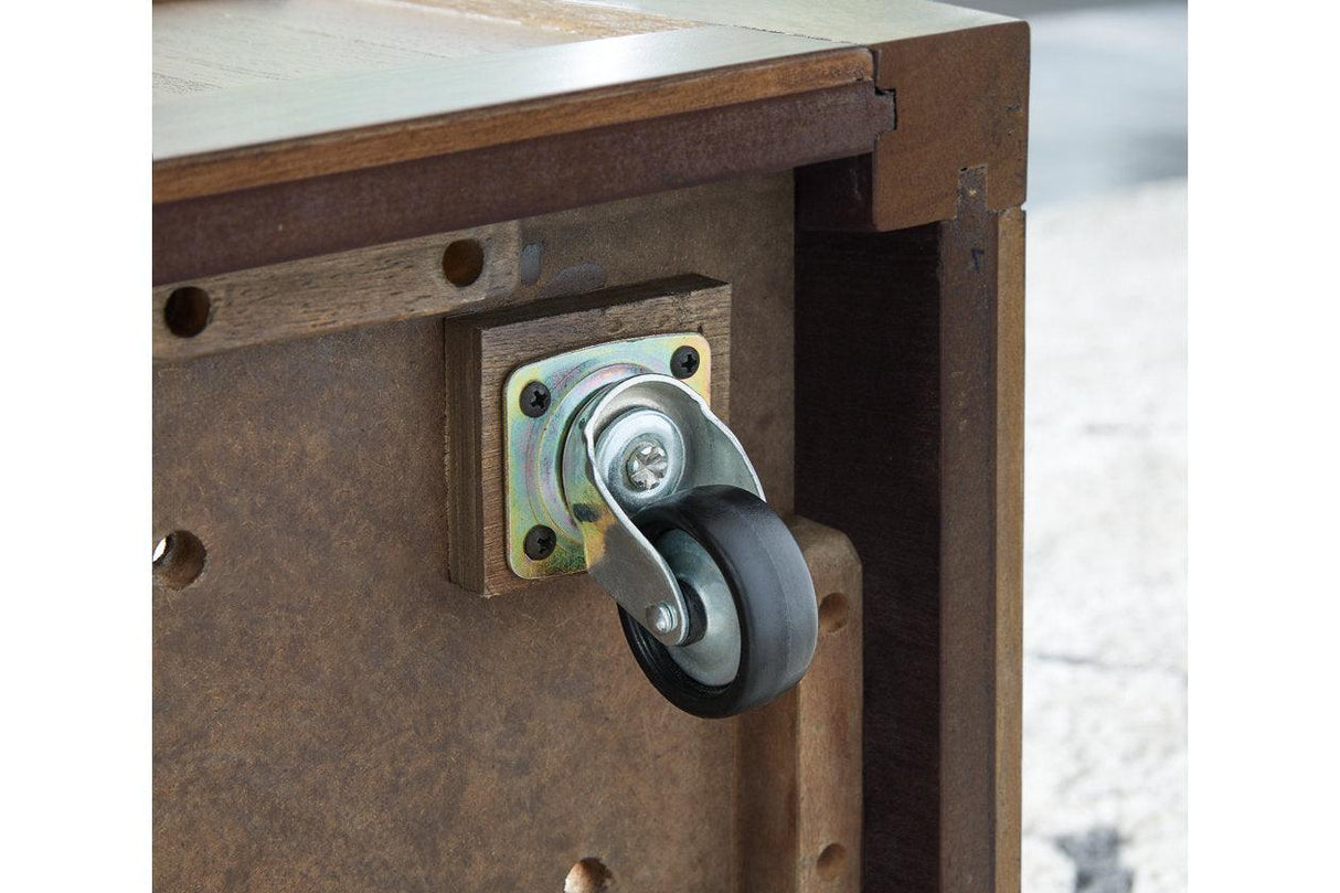 Boardernest Brown Coffee Table and 2 End Tables by Ashley at Eve Furniture