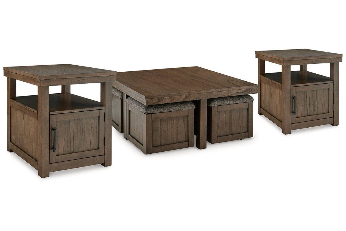 Boardernest Brown Coffee Table and 2 End Tables by Ashley at Eve Furniture