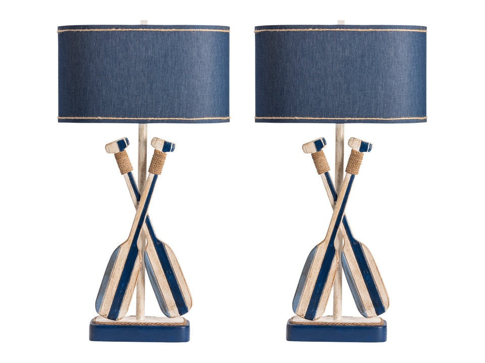 Boat Oar Blue/White Table Lamp (Set of 2) by Crestview at Eve Furniture