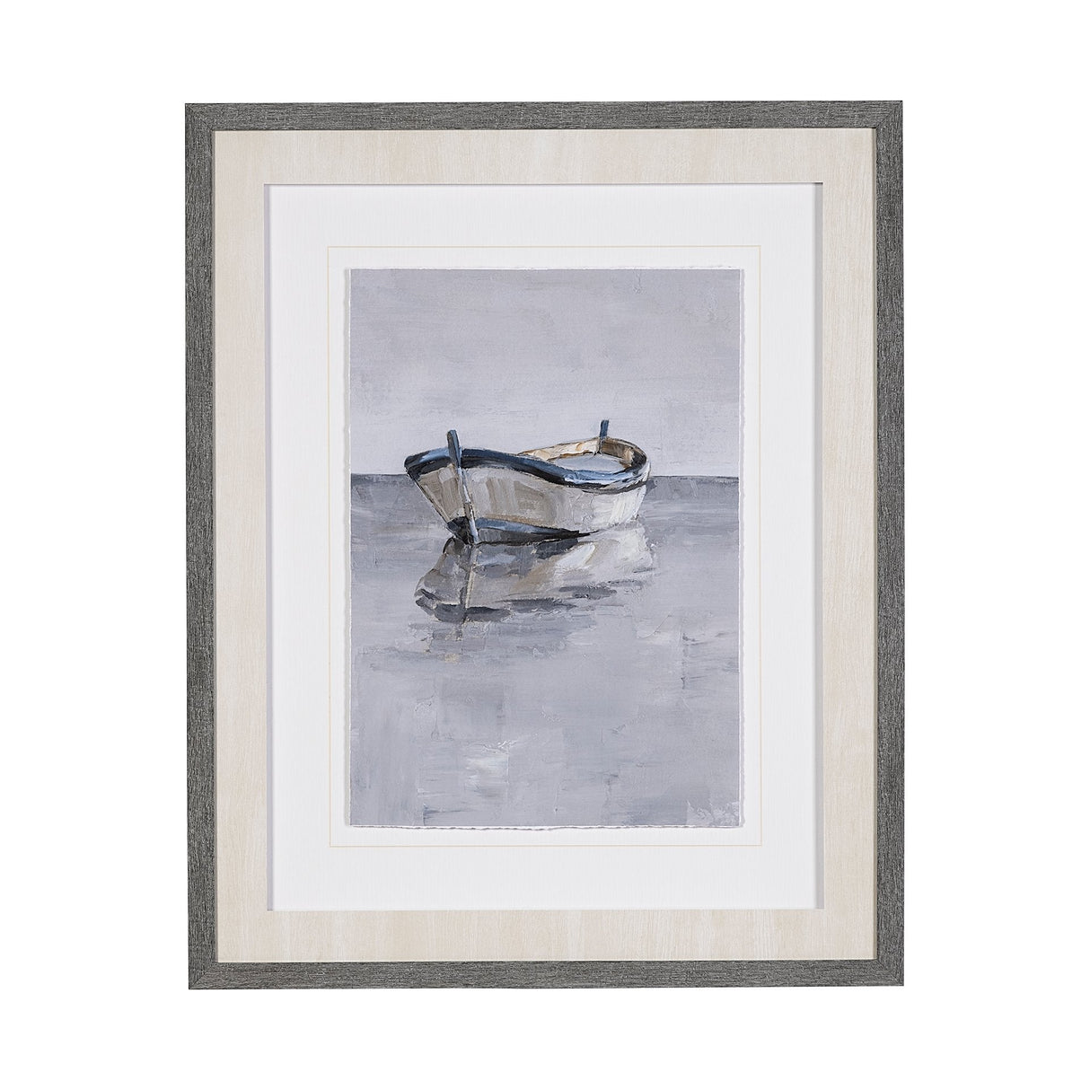 Boat on the Horizon II by Ethan Harper Hand Embellished Textured Framed Art Print Matted under Glass by Mercana at Eve Furniture