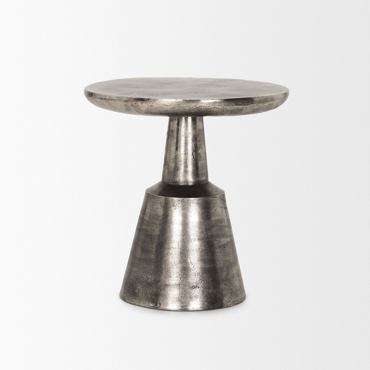Bobbi Textured Polished Nickel Cast Aluminum Metal Accent Table by Mercana at Eve Furniture