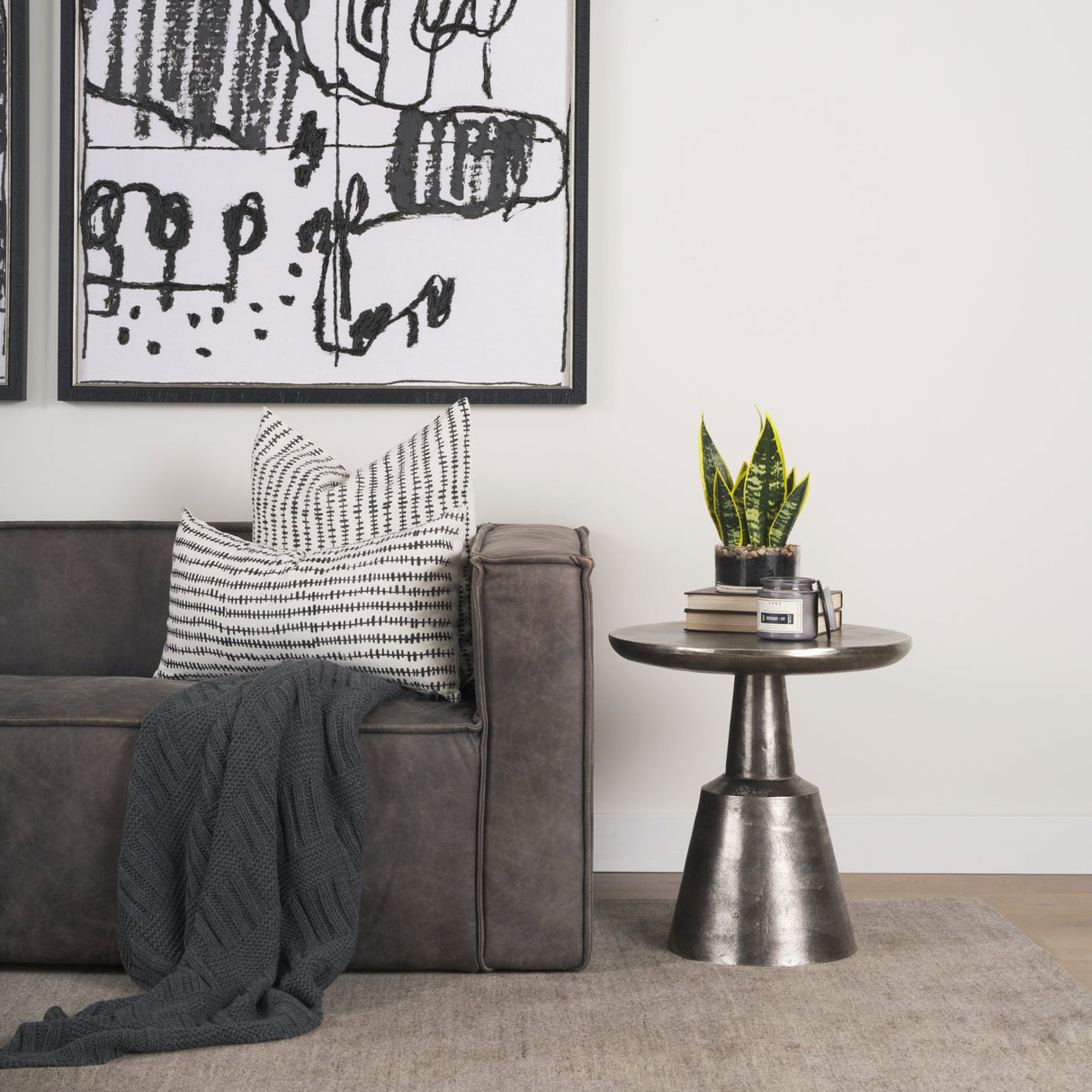 Bobbi Textured Polished Nickel Cast Aluminum Metal Accent Table by Mercana at Eve Furniture