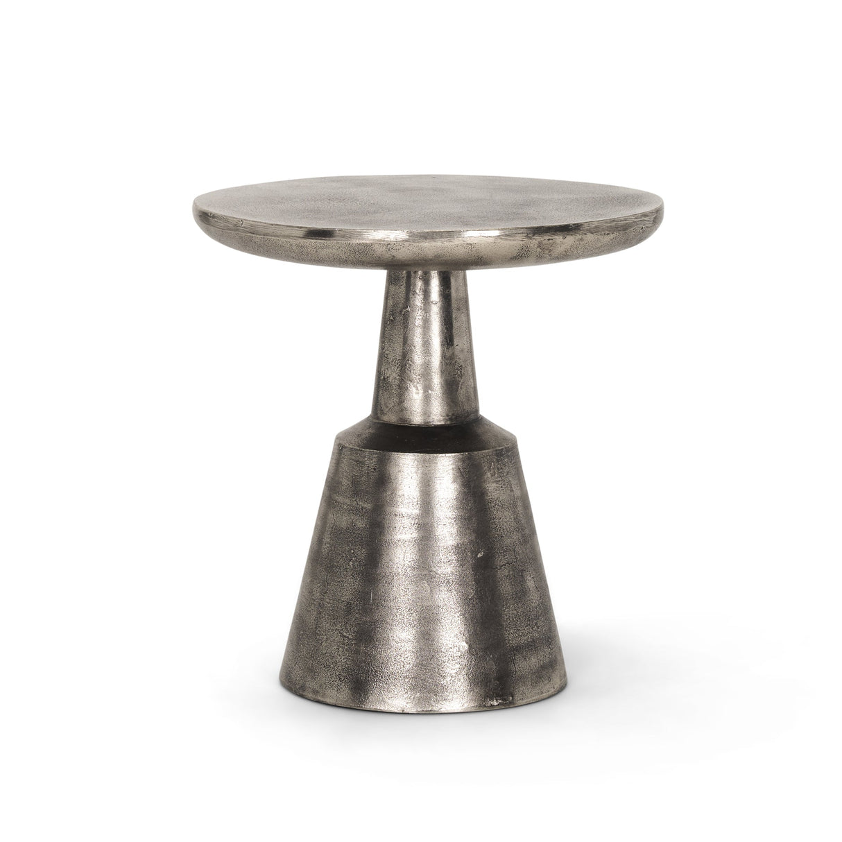 Bobbi Textured Polished Nickel Cast Aluminum Metal Accent Table by Mercana at Eve Furniture