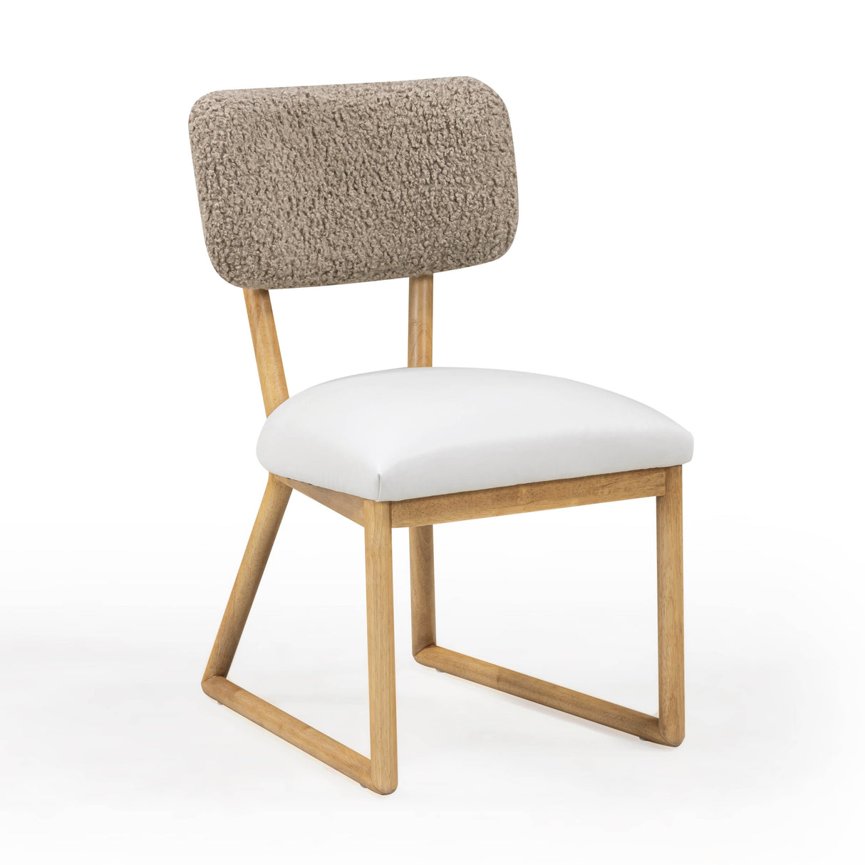 Bobbie Cream Vegan Leather and Grey Vegan Shearling Dining Chair by TOV Furniture at Eve Furniture