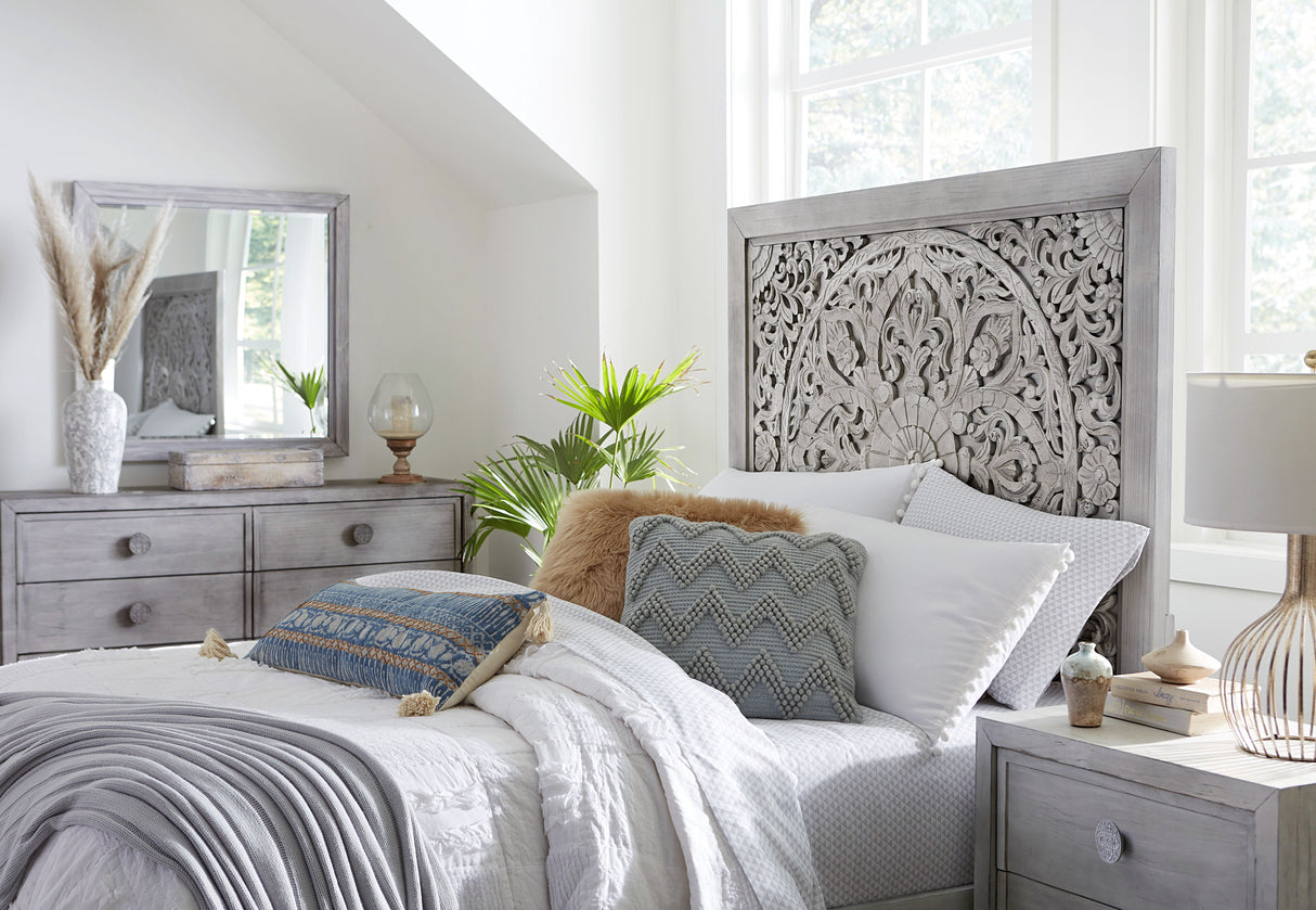 Boho Chic Plain Mirror in Washed White by Modus Furniture at Eve Furniture