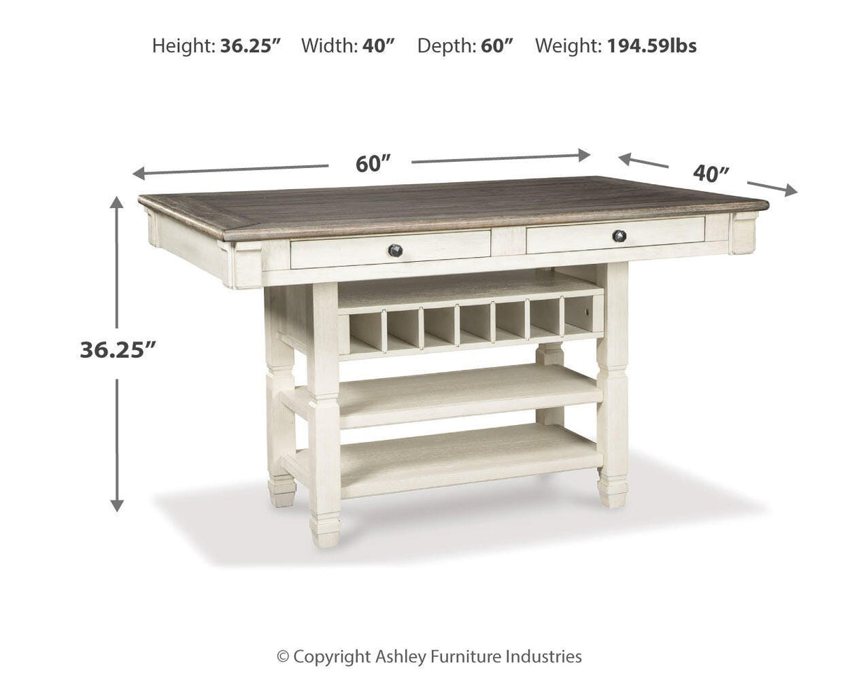 Bolanburg Antique White Counter Height Dining Table and 4 Barstools and Bench by Ashley at Eve Furniture