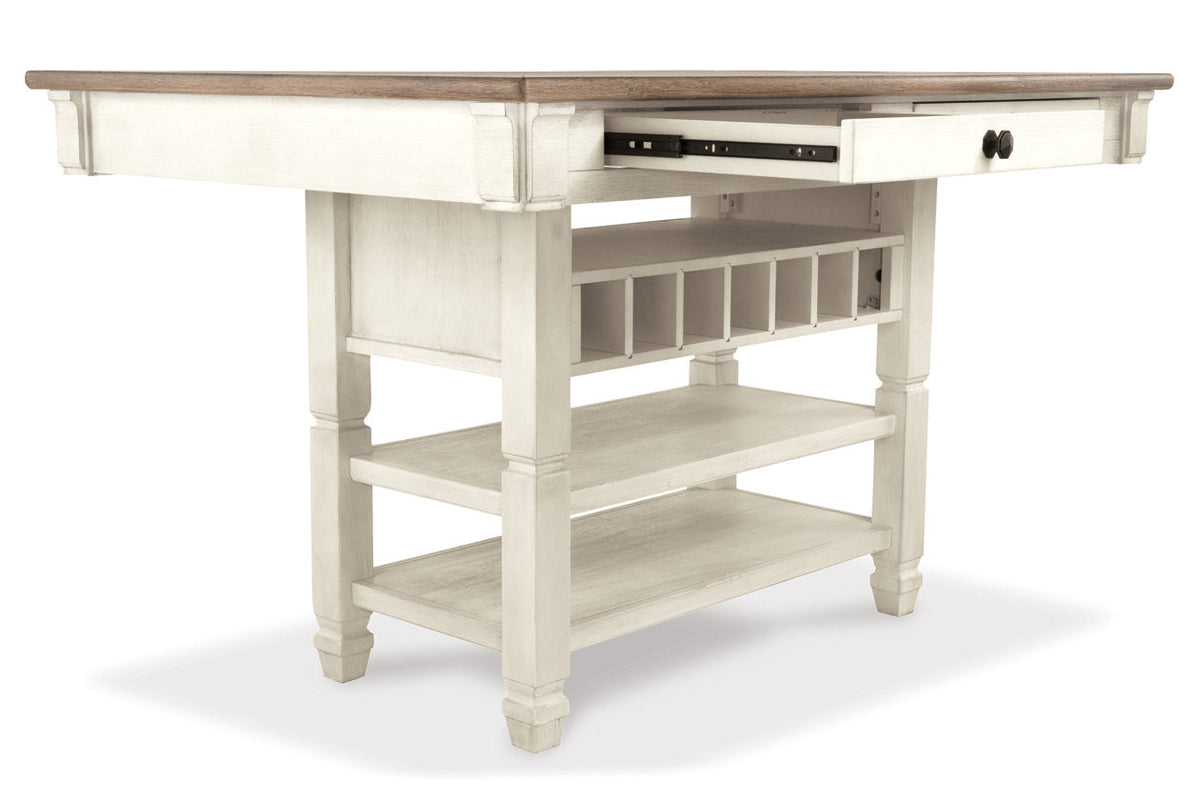 Bolanburg Antique White Counter Height Dining Table with 6 Barstools by Ashley at Eve Furniture